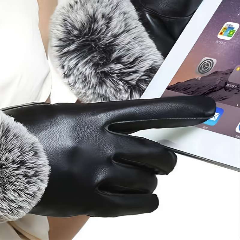 1 Pair Black One Size Warm Gloves