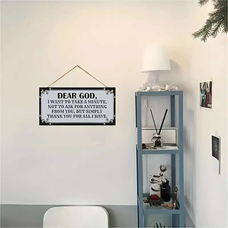 1pc Contemporary Manufactured Wood Prayer Sign Dear God Inspirational Wall Decor for Living Room Por