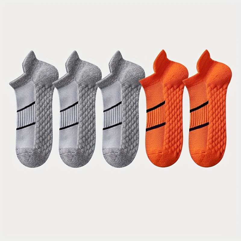 5 Pairs Grey And Orange One Size High Elastic Socks