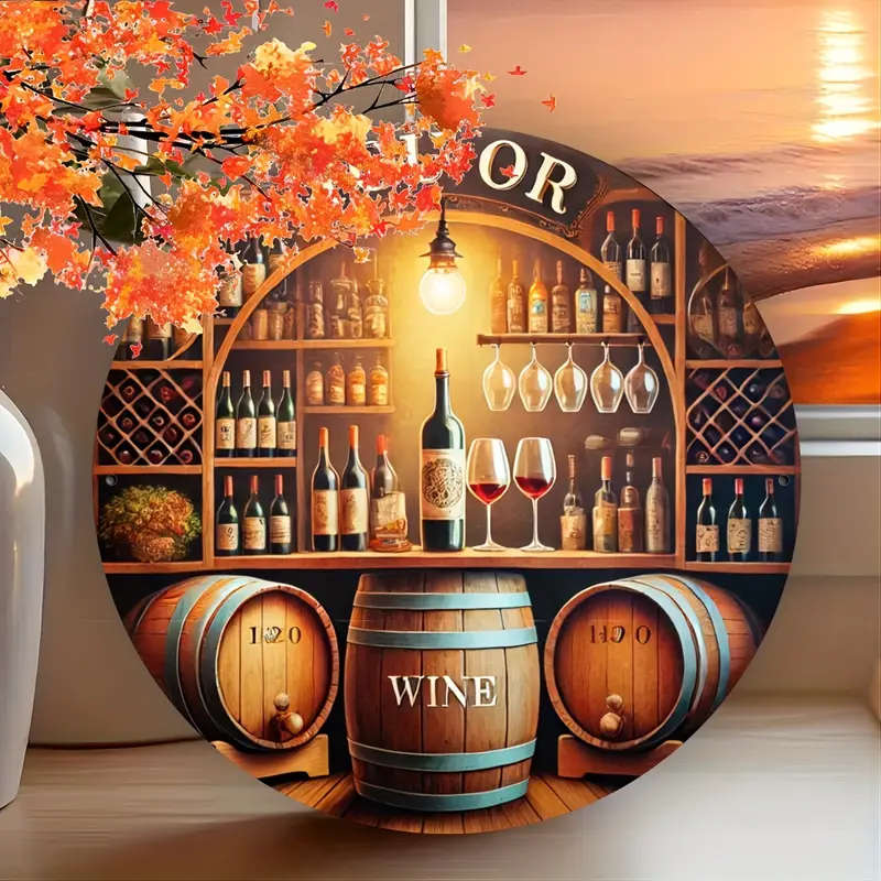 1pc Chic Vintage Bar Tavern Themed Round Metal Tin Sign Circular Fashion Art Decor Personalized Wall