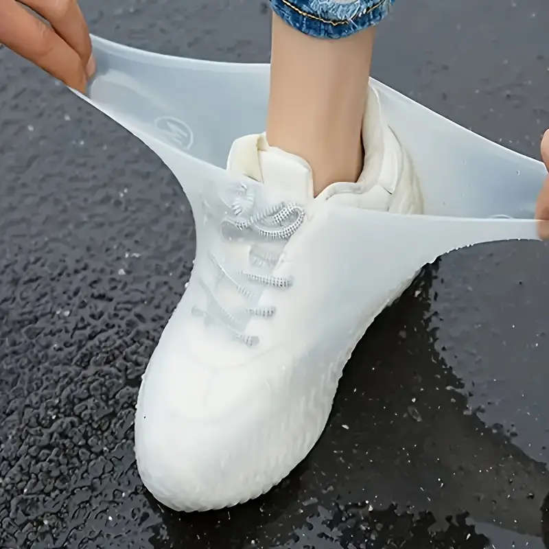 1 Pair Durable Silicone Shoe Covers Waterproof Reusable Non-Slip Rain Protectors for Men and Women