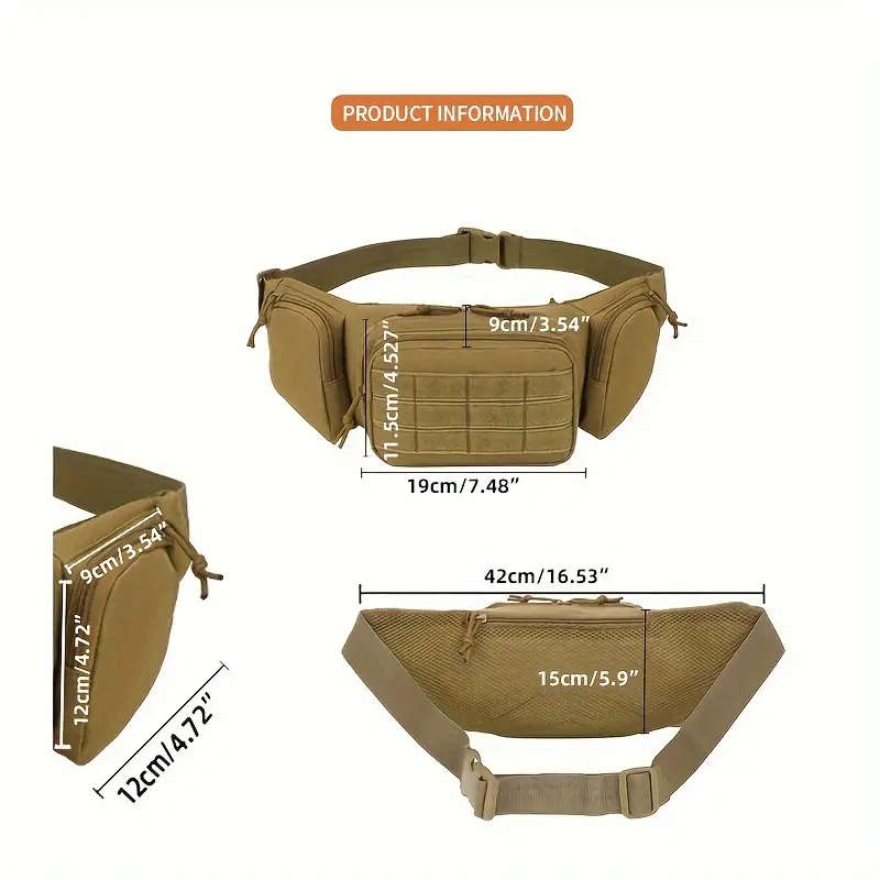 1pc Tactical Pistol Fanny Pack Multi-Functional Oxford Cloth Waist Bag Large Capacity Travel Gear Po