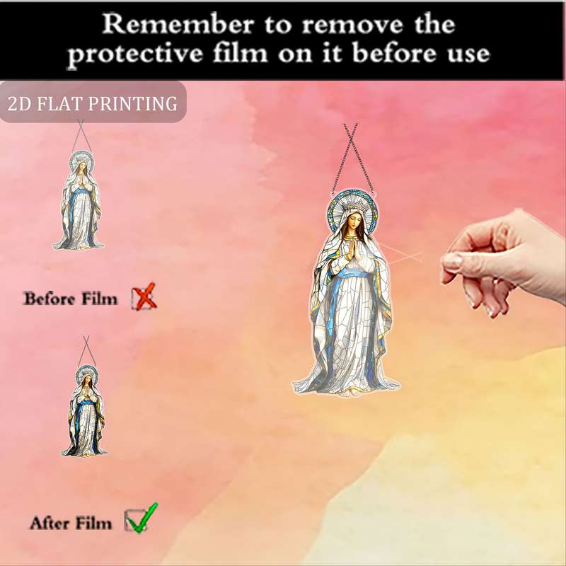 1pc 2D Flat  Virgin Mary SunCatchers  Acrylic Colored 22.86 cmX 18.8cm for Birthday Garden