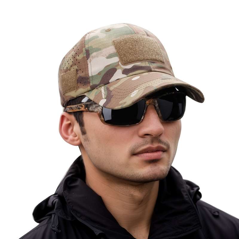 1pc Summer Men's Camouflage Baseball Cap Sun Protection Breathable Outdoor Hat Suitable for Fishing