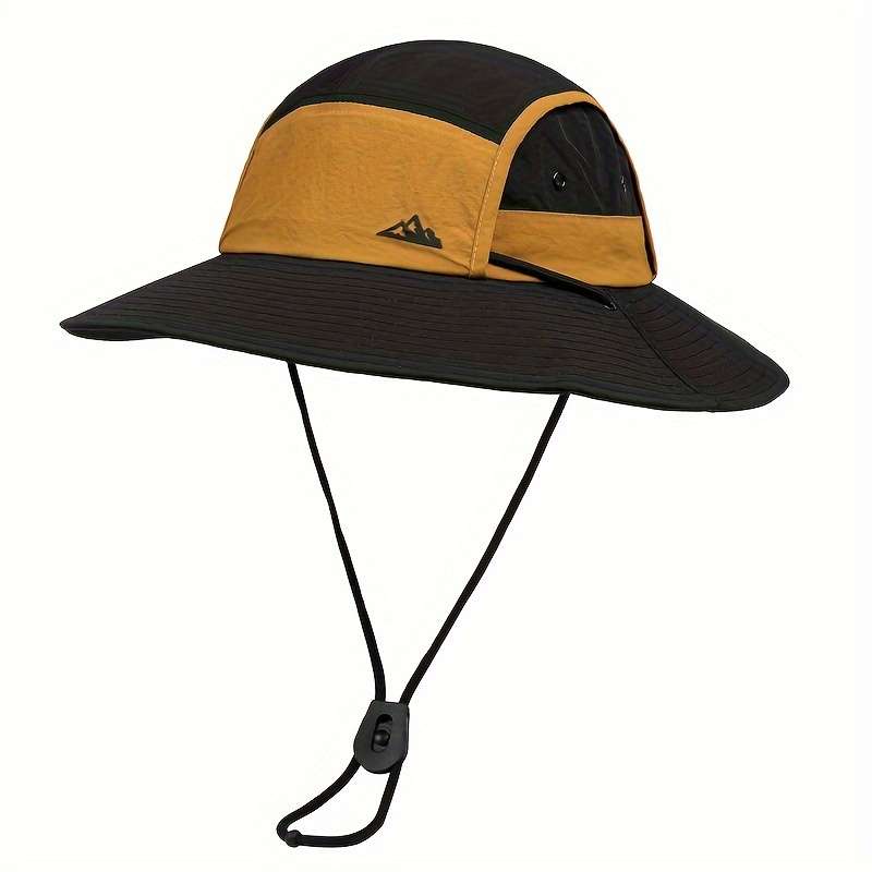 1pc Breathable Quick-Dry Sun Hat with Wide Brim UV Protection Color Block Design for Outdoor Hiki
