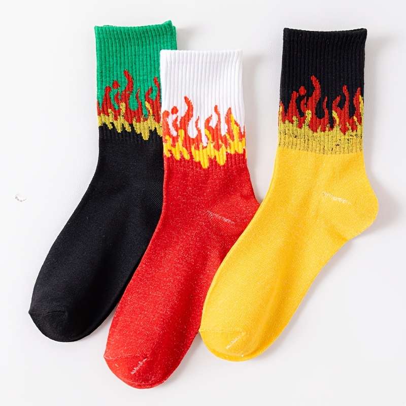 3 Pairs Of Mixed Colors One Size High Elastic Socks