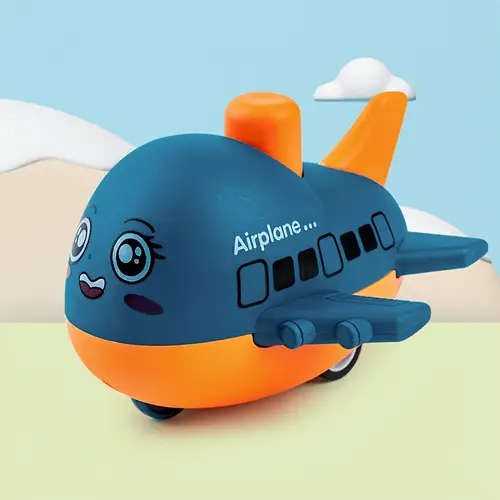 1pc FunPlay Cartoon Airplane Model Toy for Kids Plastic Press and Glide Vehicle Battery-Free No Spec