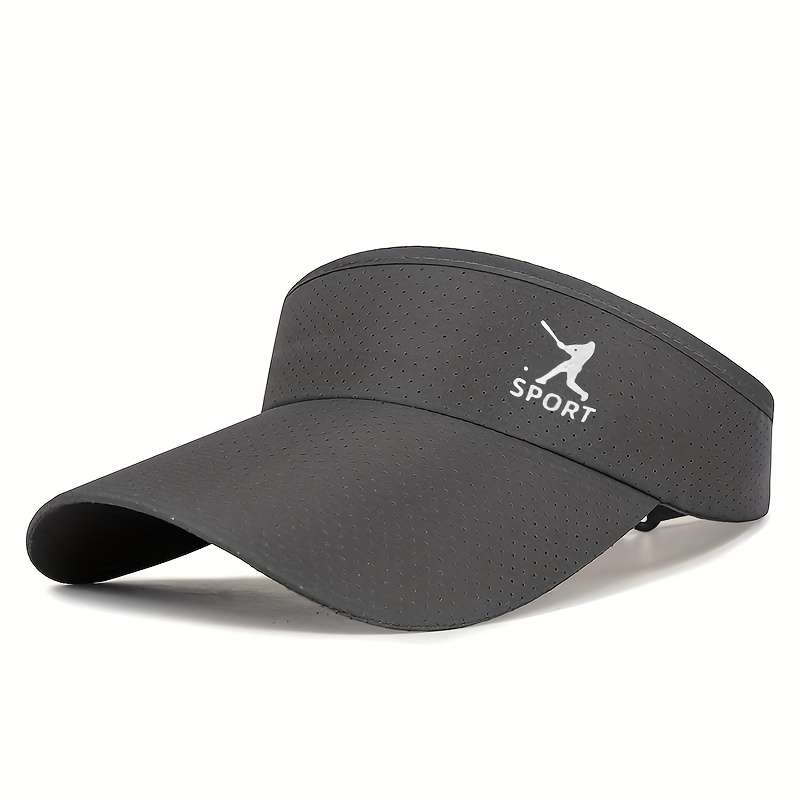 1pc Men's Quick-Dry Breathable Sports Cap White Polyester No-Top Duckbill Sun Hat with Adjustabl
