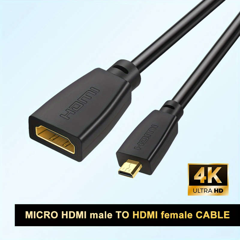 1pc 100cm High Speed Micro Male to Female Cable 18Gbps 4K 60Hz HDR Gold-Plated Ethernet-Ready Round