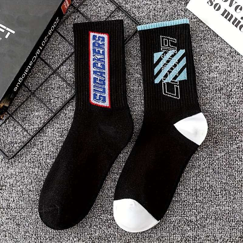 5 Pairs Of Mixed Colors Asian One Size High Elastic Socks