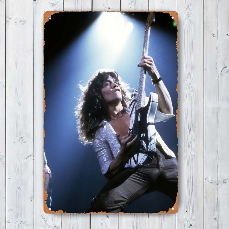 1pc  Eddie Van Halen Iron Wall Art Vibrant 20.32x30.48 cm Rock Music Poster Ready to Hang Hom