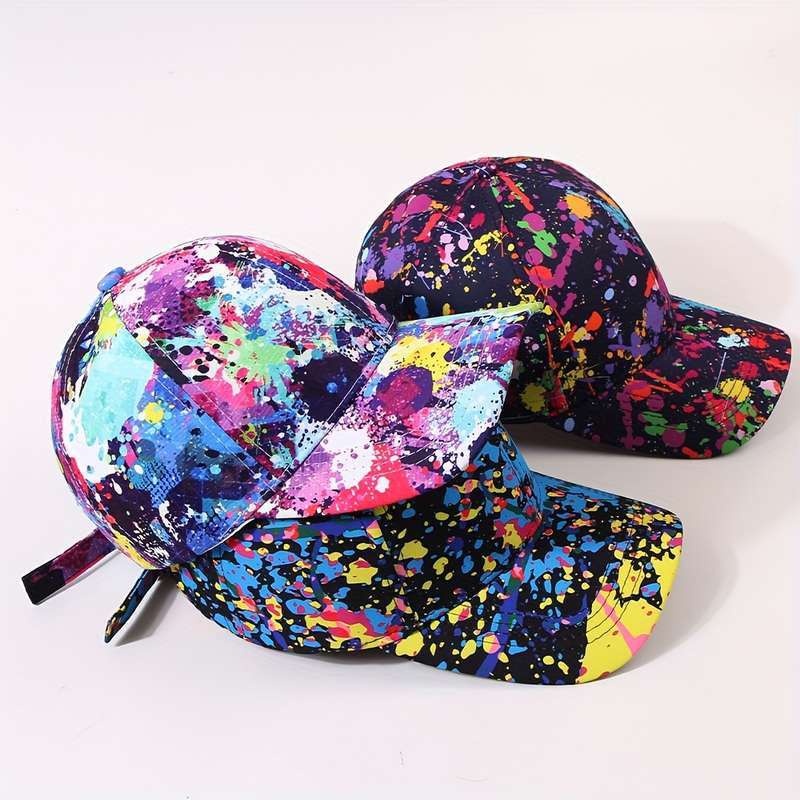 1pc Tie Dye Graffiti Baseball Cap Trendy Hip Hop Print Dad Hats Lightweight Adjustable Sports Hats