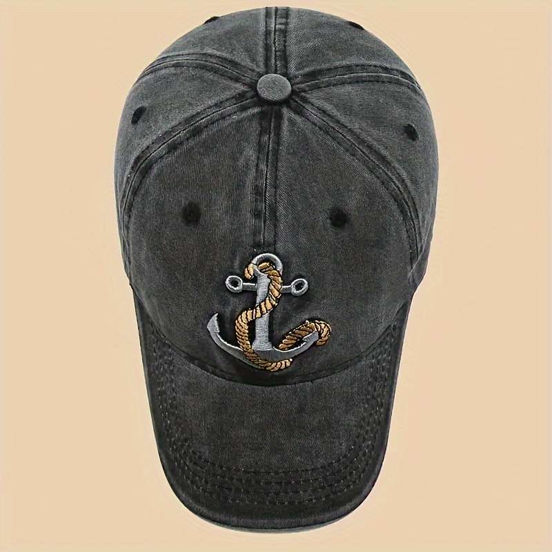 1pc Women'S Embroidered Anchor Baseball Cap Cotton Breathable Adjustable Sun Hat for Spring Summer