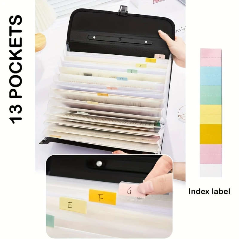 Waterproof A4 Paper 13 Pocket Folding File Organizer With Handle