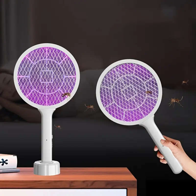 1pc USB Rechargeable Handheld Mosquito Swatter with LED Night Light Dual Mode Electric Bug Zapper 50