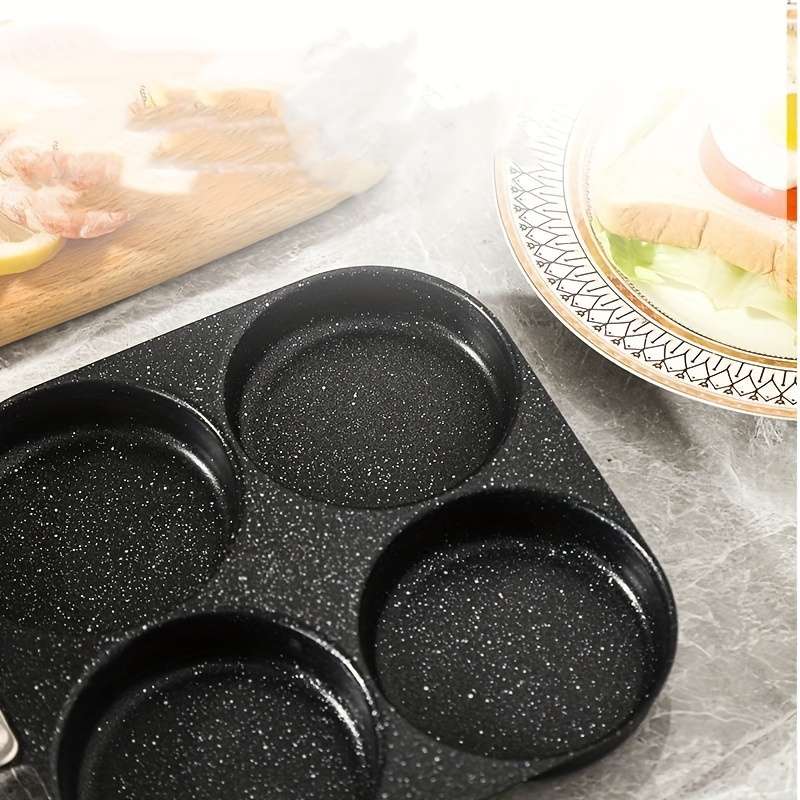 4-Cavity Non-Stick Frying Pan with Black Handle Heat-Resistant Microwave Gas Safe Easy to