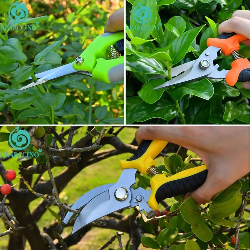 3Pack Stainless Steel Garden Pruning Shears Modern Metal Gardening Scissors Durable Trimming
