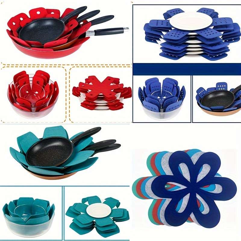6pcs multi-color hexagonal placemat outdoor cooking insulation mat