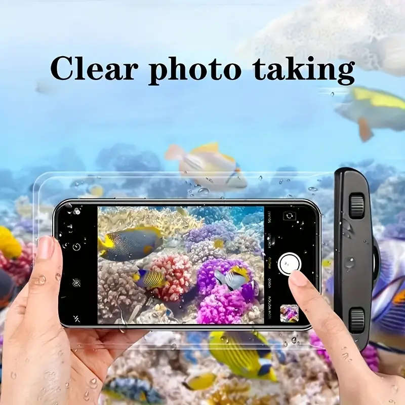1pc Waterproof Phone Storage Bag with Neck Strap Clear PVC Dry and Wet Separation Pouch for Outdoor