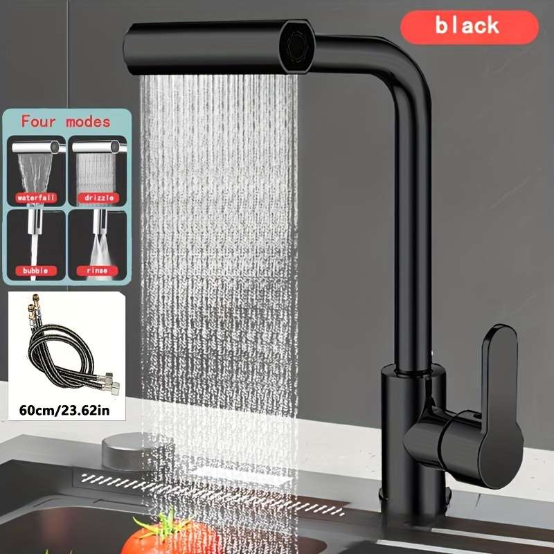 1pc Commercial Not Four Modes Of Outlet Kitchen Faucet With Sprayer Plus 60CM Inlet Pipe Rotary Sp