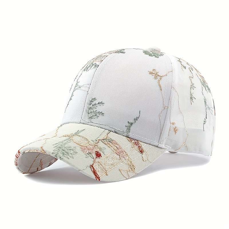 1pc Breathable Mesh Baseball Cap for Women Adjustable Sun-Protective Dad Hat with Classic Embroi