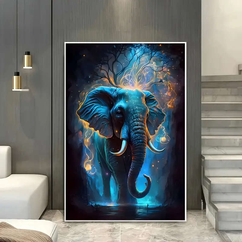 1pc Modern Abstract Elephant Print Canvas Art Frameless Wall Poster 31.49x47.24in 80cmx120cm for Liv