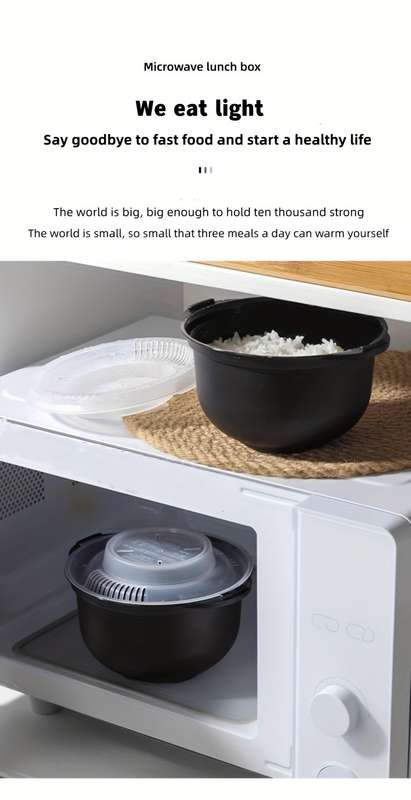 1-Person Non-Stick BPA-Free Microwave Rice Cooker Bowl 29.08oz Durable Easy to Clean Idea