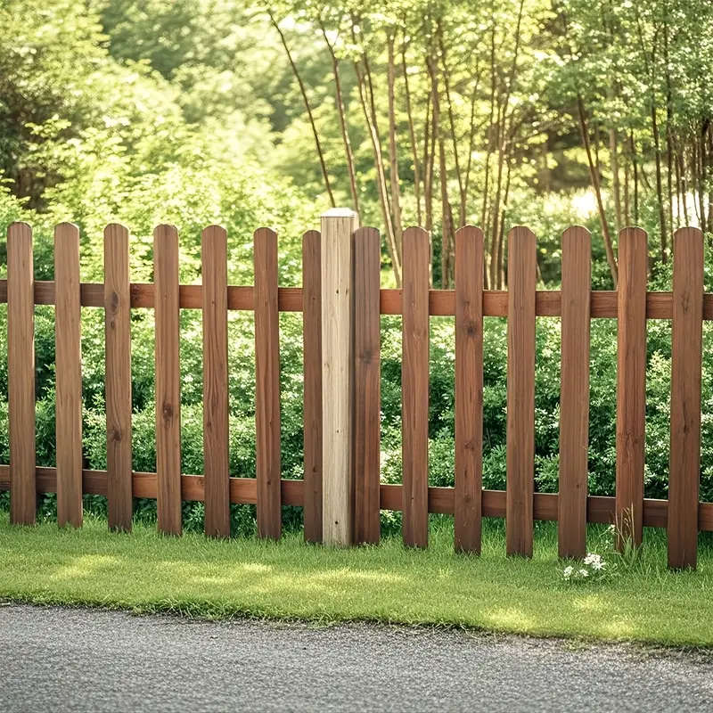 4 Piece Rustic Redwood Garden Fence