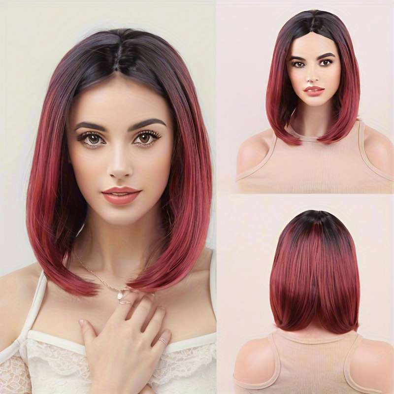 1Pc Burgundy 30.48cm Fashion Design Wig