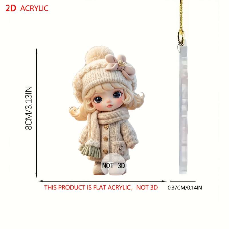1pc 2D Flat   Cartoon Girl Pendant Modern Acrylic Family Theme Perfect Holiday Gift Car Hanging Dec