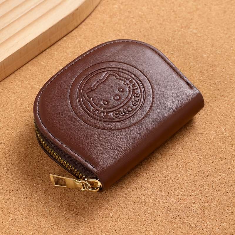 1pc for hello kitty Brown Wallet with Zipper Closure Lightweight Portable Mini Purse for Car