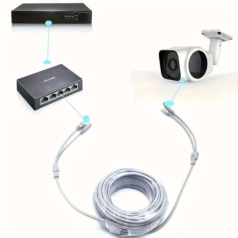 1pc 20M Surveillance Camera Extension Cable 8-Pin PCIe Connector Female to Male Power+Data for Secur