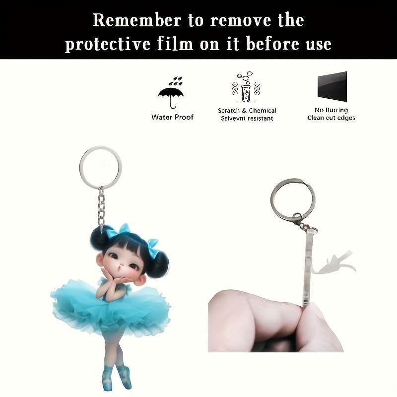 1pc 2D Flat   Acrylic Keychain New Acrylic Ballerina Girl Style Keychain Double-Sided Printin