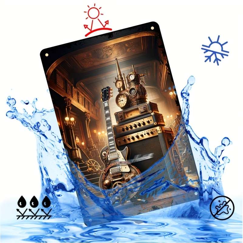 1pc Vintage Rock Band Metal Wall Art Plaque 20.07x29.97 cm HD Musician Decor with Amplifiers and