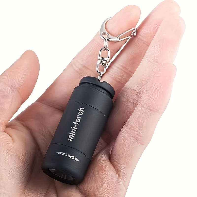 1pc Modern Mini Handheld USB Charging Flashlight Plastic Rotate to Open Adjustable Battery Powered