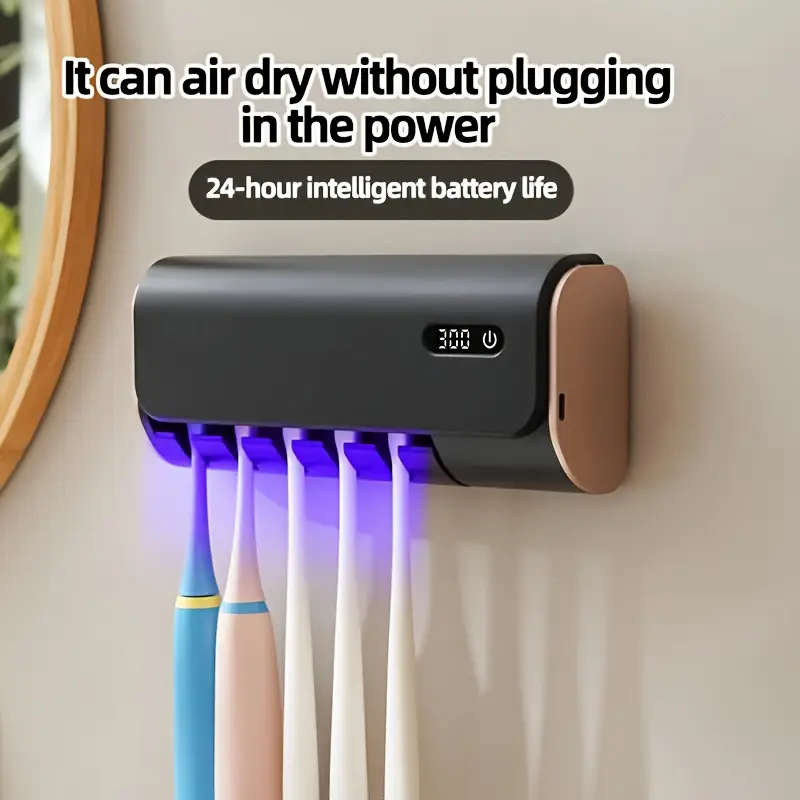 5-Slot Smart Toothbrush Holder with Touch-Start, Air-Dry Function, 24-Hour Intelligent Battery Life