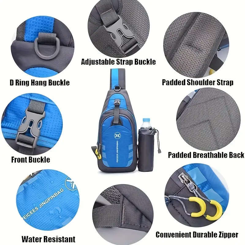 1pc Athletic Canvas Crossbody Chest Bag Versatile Unisex Sling Backpack with Multiple Compartments