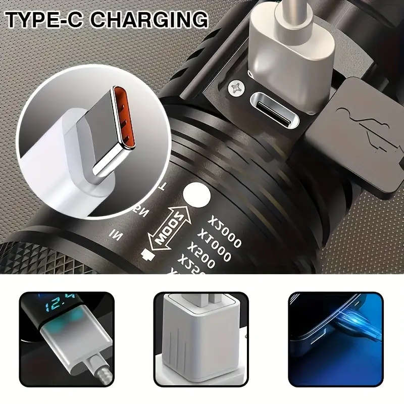 1pc Tactical Telescopic Zoom LED Flashlight