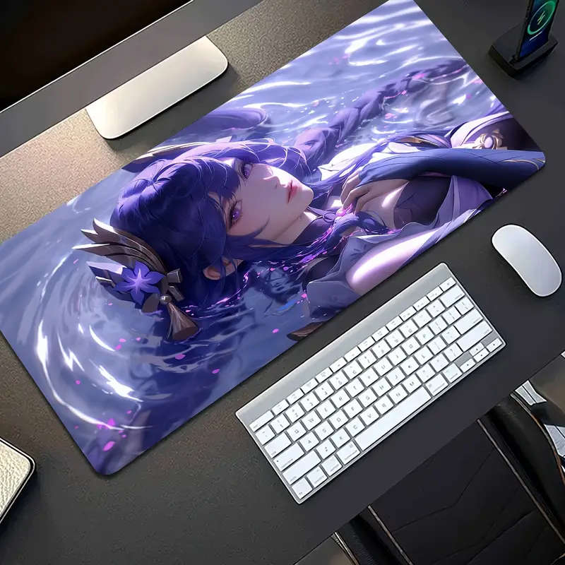 1pc 30x80cm Ergonomic Non-Slip Washable Rubber Mouse Pad with Vibrant Anime Girl Design