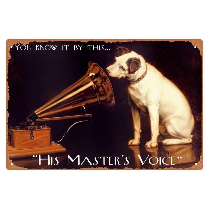 1pc Room Decor  Vintage His Master's Voice Dog and Gramophone 1 Waterproof Iron Art Poster 2