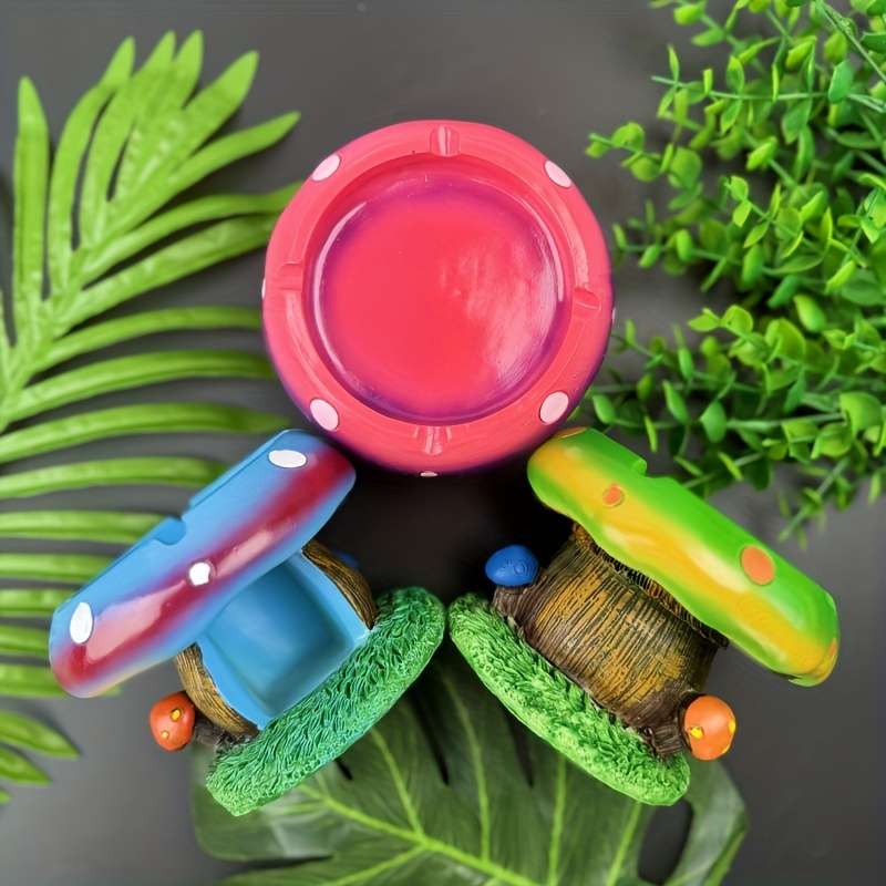 1pc Exquisite Mushroom Resin Ashtray Mushroom Cartoon Ashtray Mushroom Creative Fashion Asht