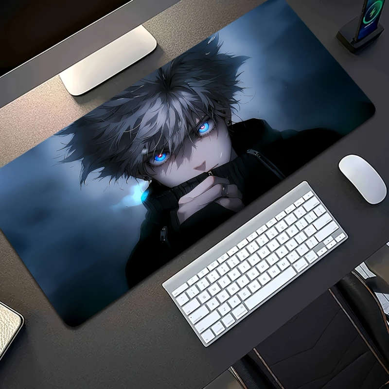 1pc 30x80cm Anime-Inspired Non-Slip Rubber Mouse Pad with Cold-Eyed Boy Design