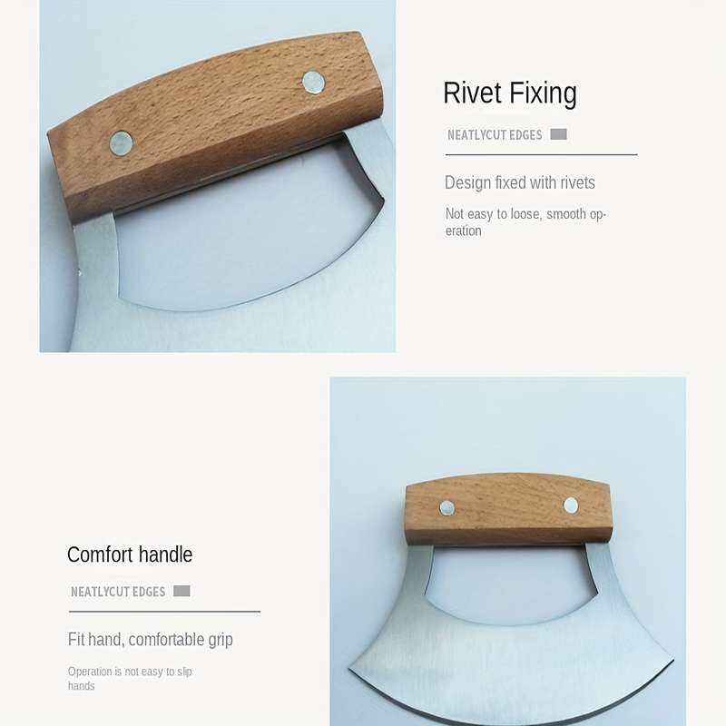 1pc Stainless Steel Curved Pizza Cutter Multi-Purpose Kitchen Knife for Cheese Pasta Vegeta