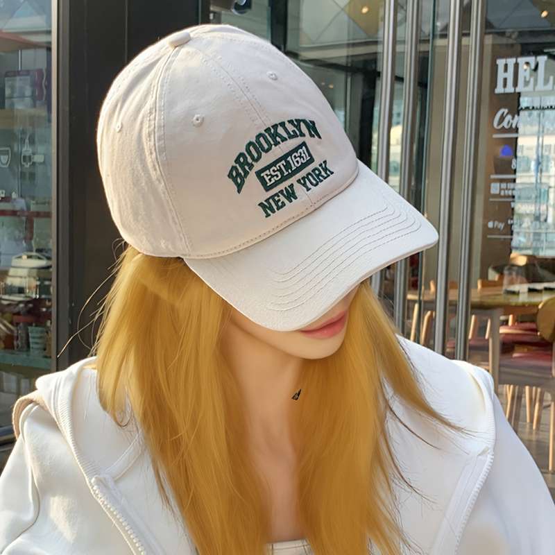 1pc Brooklyn NY Embroidered Baseball Cap Unisex Polyester Cotton Blend Lightweight Breathable Spo