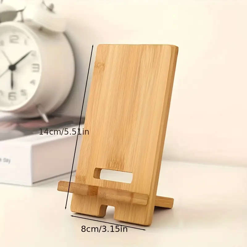1pc Bamboo Desktop Phone Stand Clamp Holder for All Smartphones Ideal for Office Organization Chargi