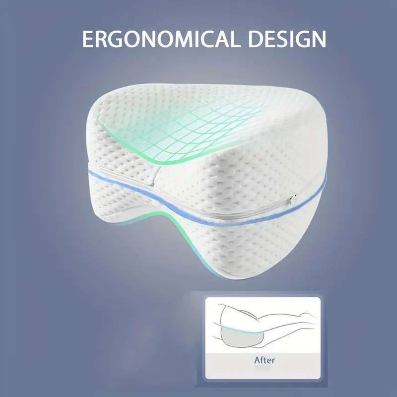 1pc Leg & Knee Pillow for Side Sleepers - Knee Pillow with Strap for Side Sleeper, Leg Support Cushi