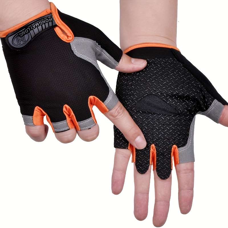 1 Pair Black Orange Outdoor Sports Gloves