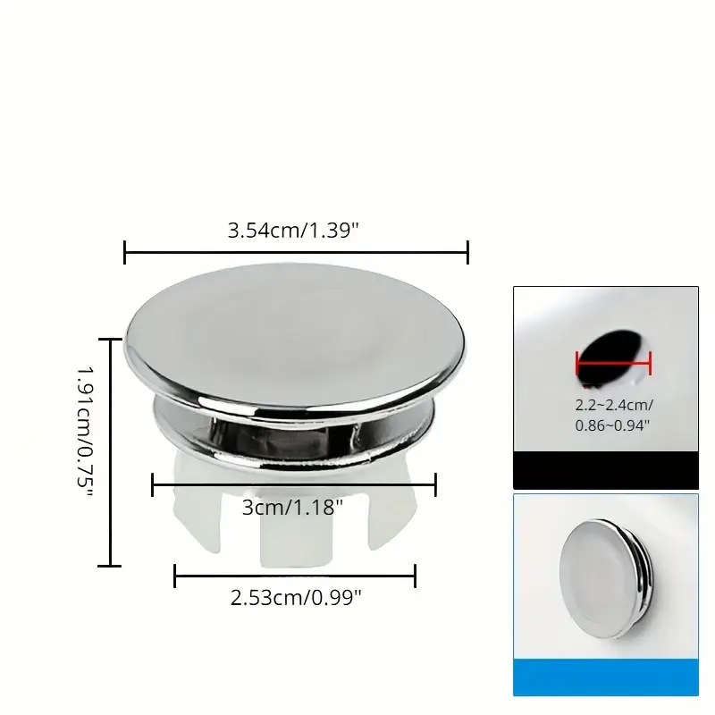 2pcs Elegant White Golden Dual-Ring Drain Covers for Kitchen Bathroom Sinks Waterproof Decorative an