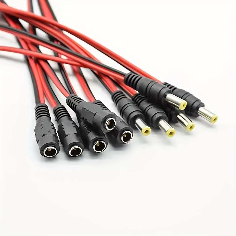 5 Pairs DC Power Male-Female Cables 12V Plug DC Adapter with ABS Resin 5.5x2.1mm Ideal for C
