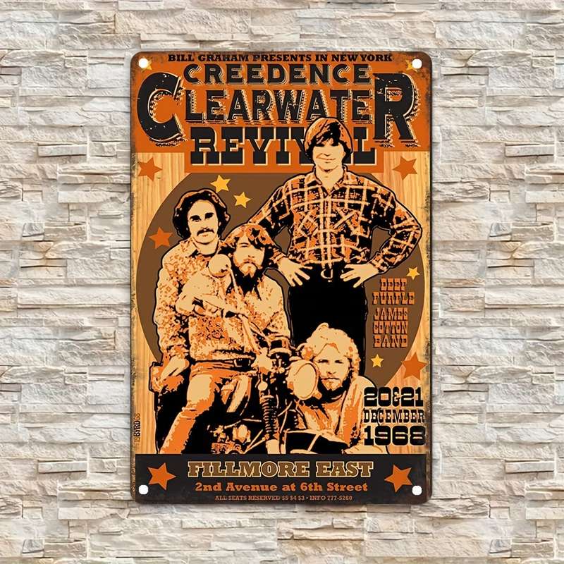 1pc  Creedence Clearwater Revival Band Vintage Iron Sign 20.32x30.48 cm Retro Music Wall Art W